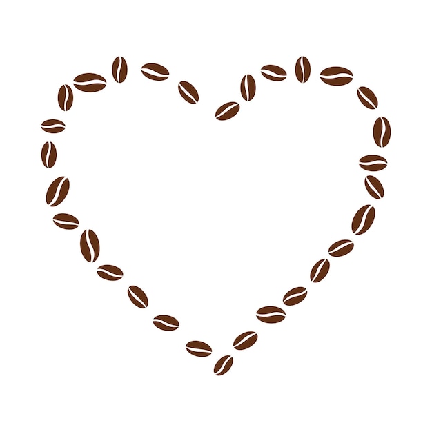 Hartvormige koffiebonen met vector Bruine koffiezaden Internationale Koffiedag