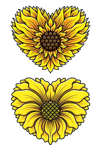 Hartvormige zonnebloem illustratie Clipart