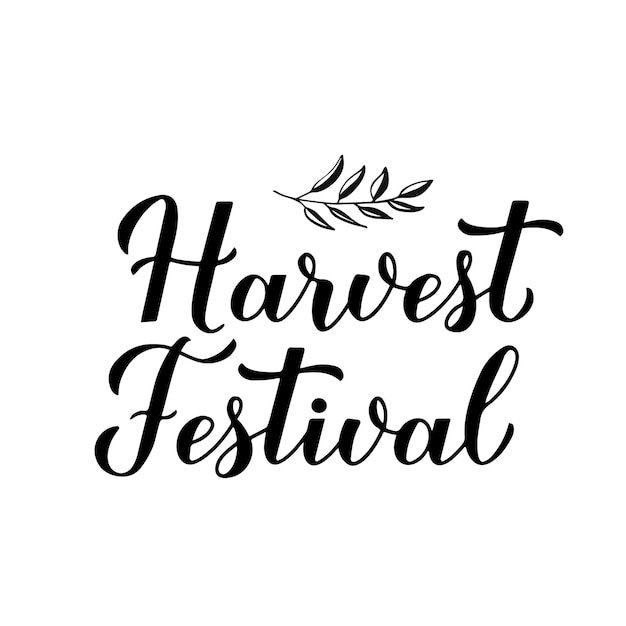 収穫祭書道レタリングは、白で隔離バナー タイポグラフィ ポスター チラシはがきステッカー ロゴ デザインなどのベクトル テンプレート