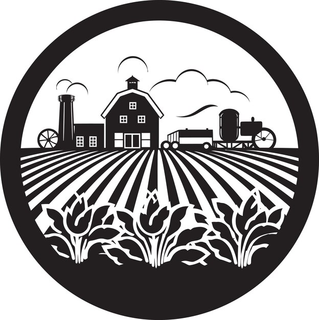 Vector harvest haven agricultural farmhouse icon farmhouse radiance black vector logo for farm life