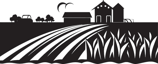 Harvest Haven Agricultural Farmhouse Icon in Vector Rustic Charm Black Vector Logo for Farmhouse