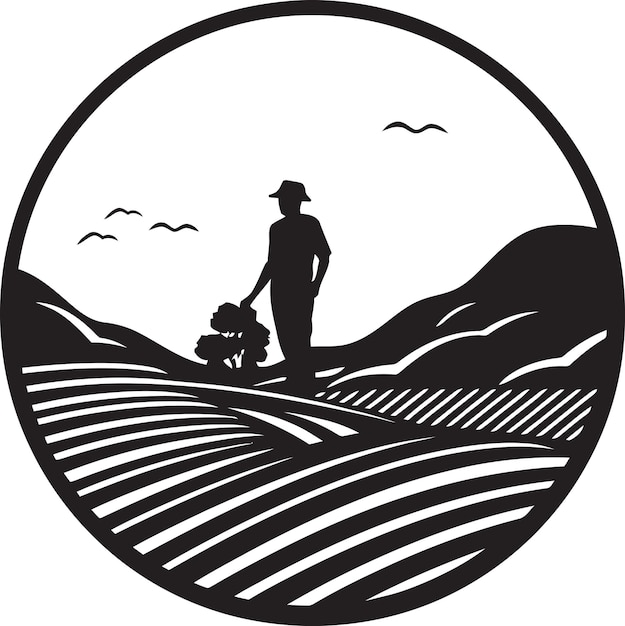 Vector harvest heritage farming iconic emblem homestead harmony agriculture logo vector icon