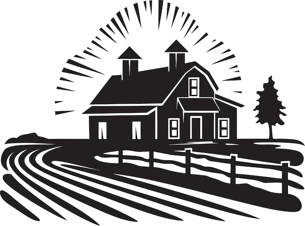 Vector harvest homestead design farmhouse vector logo icon agrarian abode mark farmers farmhouse vector em