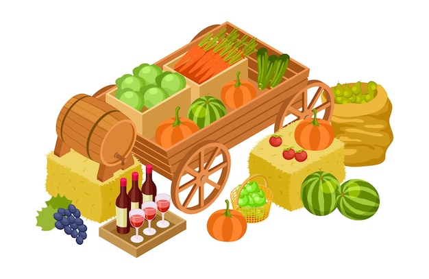 Vector harvest market concept