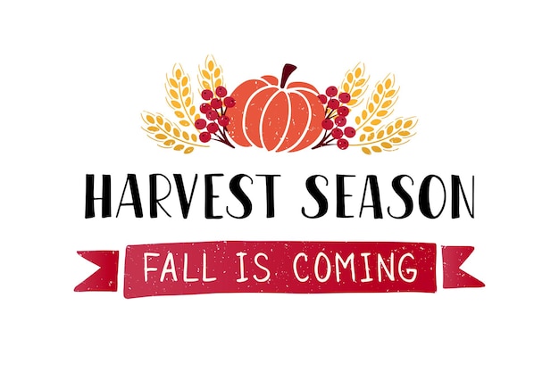 Vector harvest season hand drawn lettering harvest fest poster design autumn festival fall template