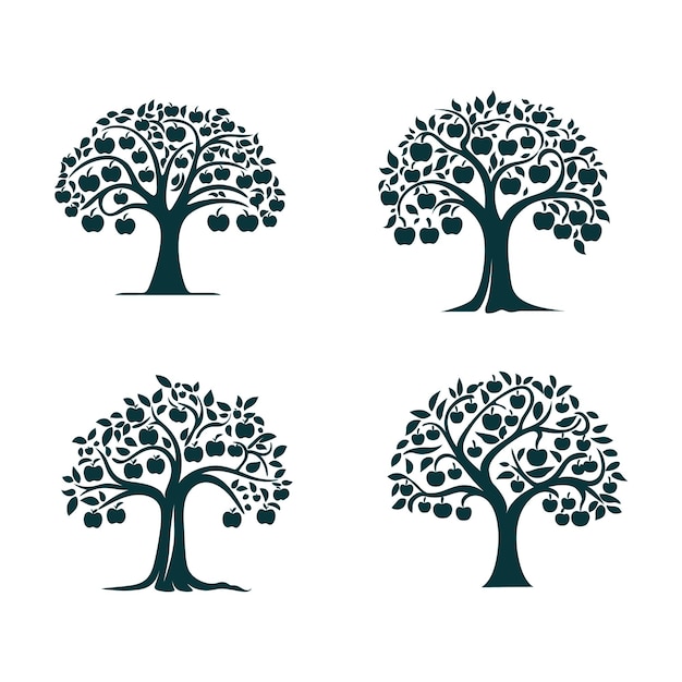 Harvest Time Apple Tree Vector Art