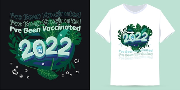 벡터 셔츠 프린팅에 적합한 2022년 백신 접종 완료