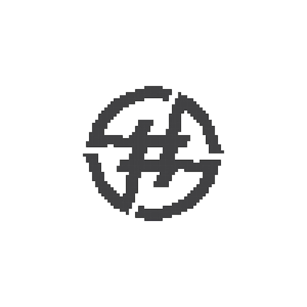 Cerchio hashtag pixel art 8 bit icona vettore illustrazione
