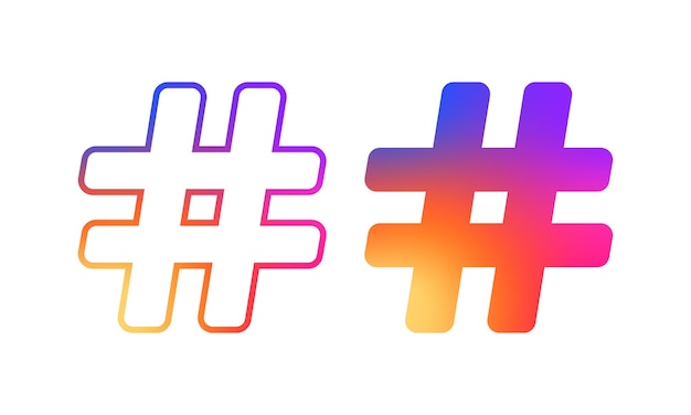 Hashtag Flat color hashtag in social networks Vector icons