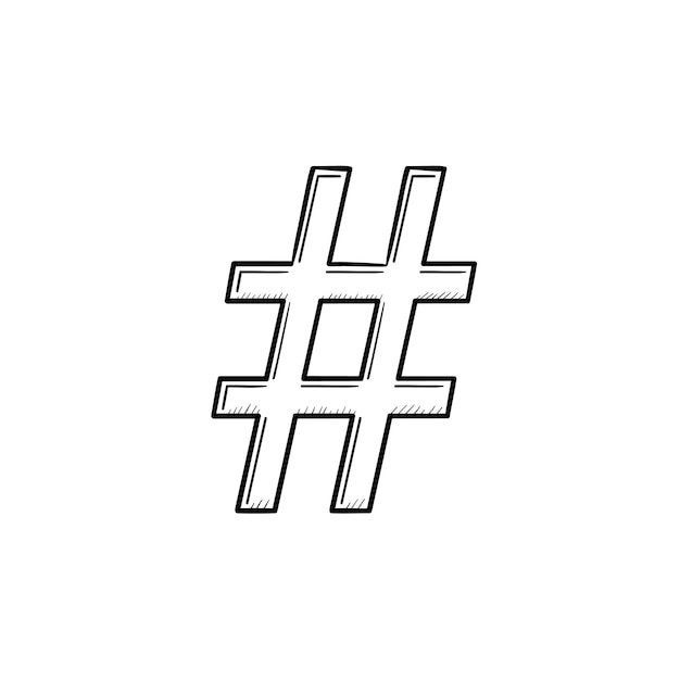 Hashtag hand drawn outline doodle icon. Internet communication and social media vector sketch illustration for print, web, mobile and infographics isolated on white background.