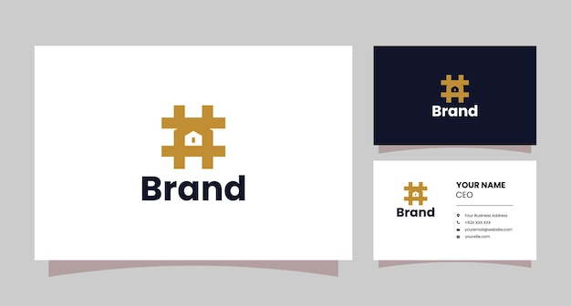 Hashtag and house logo with business card