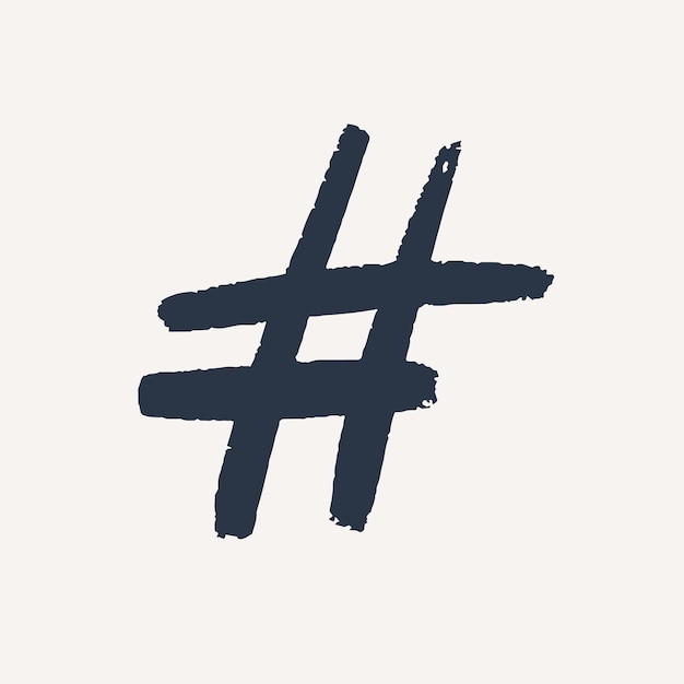 Hashtag inkt geschilderd label Hand getrokken vectorillustratie