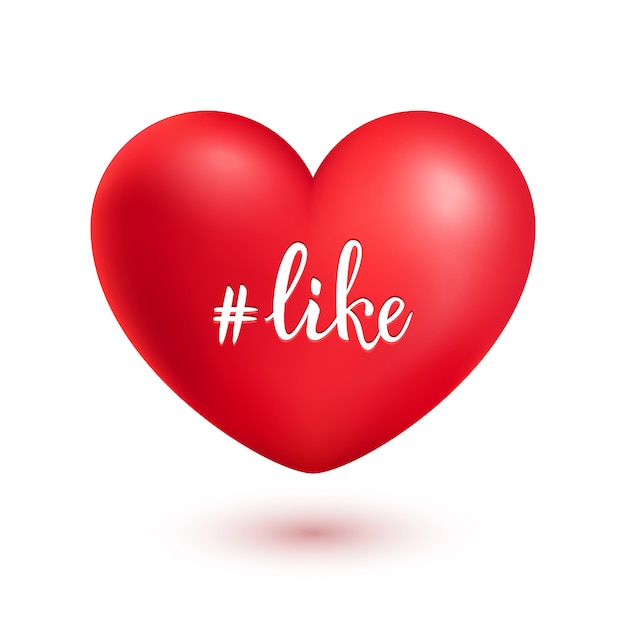 Hashtag like on red realsitic heart