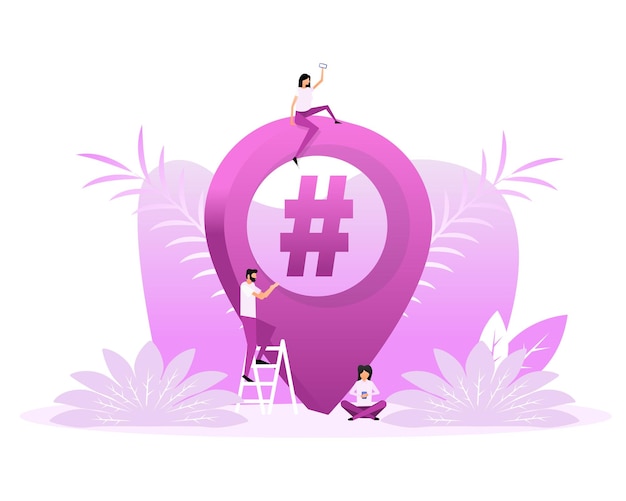 Posizione hashtag persone ottimo design per qualsiasi scopo illustrazione vettoriale piatta vettore isometrico