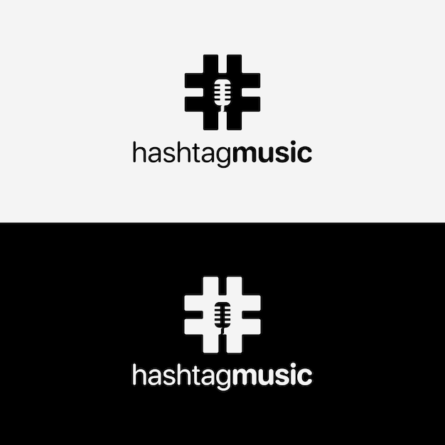 Hashtag muziek podcast microfoon radio stem logo ontwerp inspiratie