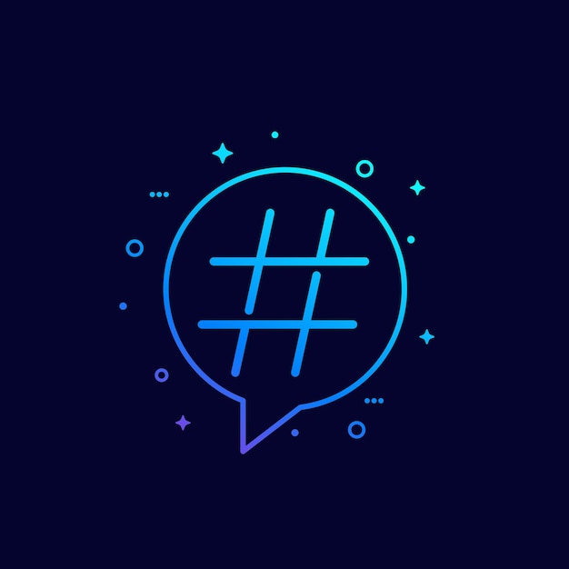 Vector hashtag-pictogram, lineair