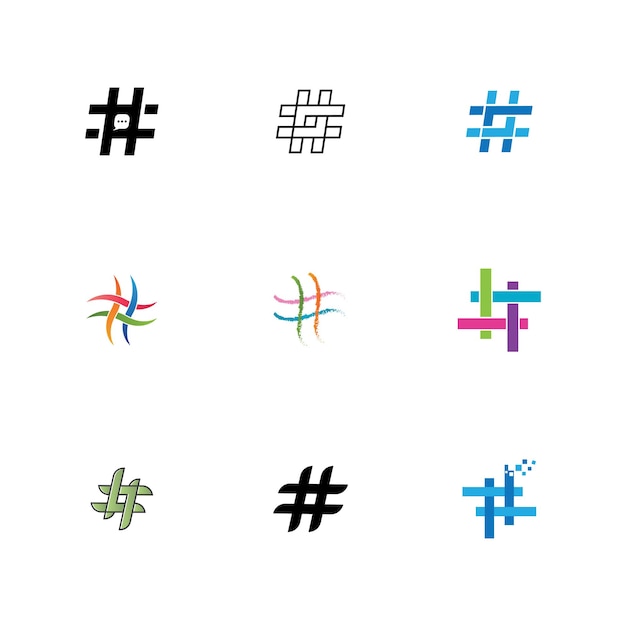 Modello di design creativo simbolo hashtag