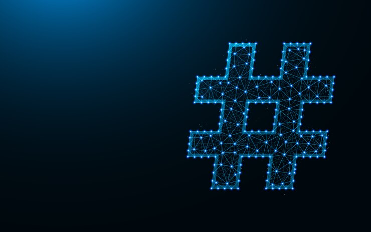Vector hashtag symbol low poly design background