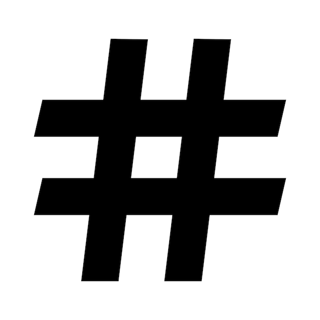 Hashtag symbol on a white background