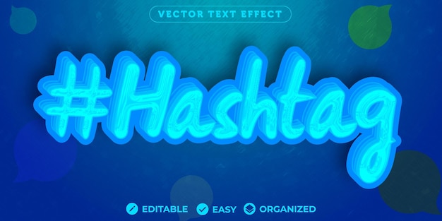 Hashtag-teksteffect volledig bewerkbaar lettertype-teksteffect