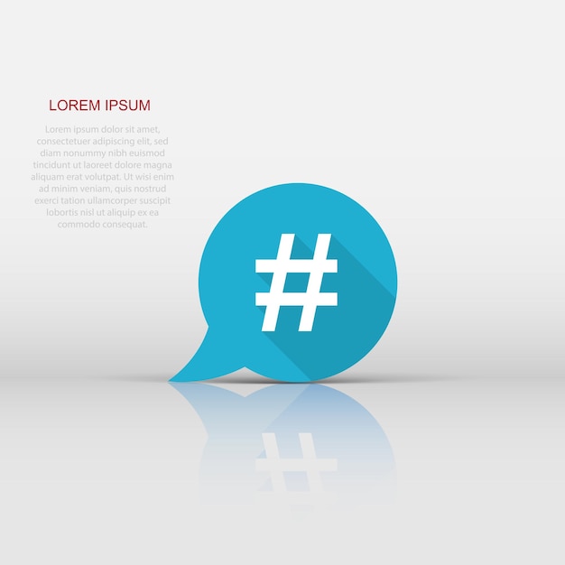 Векторная иконка хэштега в плоском стиле Маркетинговая иллюстрация в социальных сетях на белом изолированном фоне Концепция сети хэштега