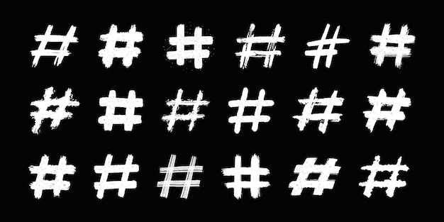 Hashtags met inkt geverfde tagpictogrammen