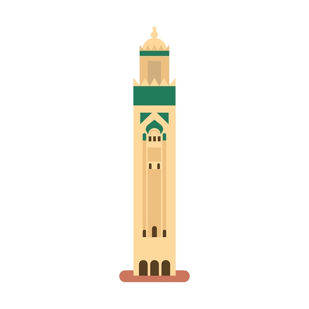 Hassan II Mosque. Vector illustration in a flat style.