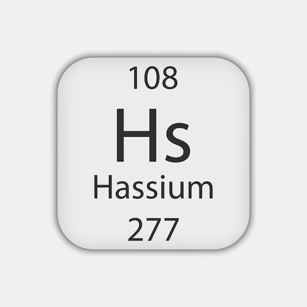 Hassium symbol Chemical element of the periodic table Vector illustration