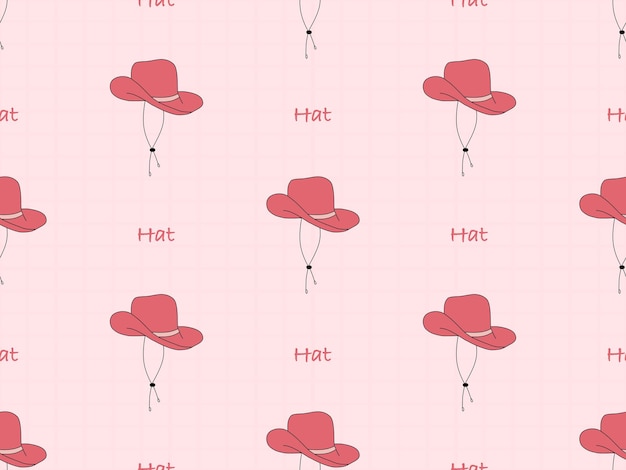 Hat cartoon character seamless pattern on pink background