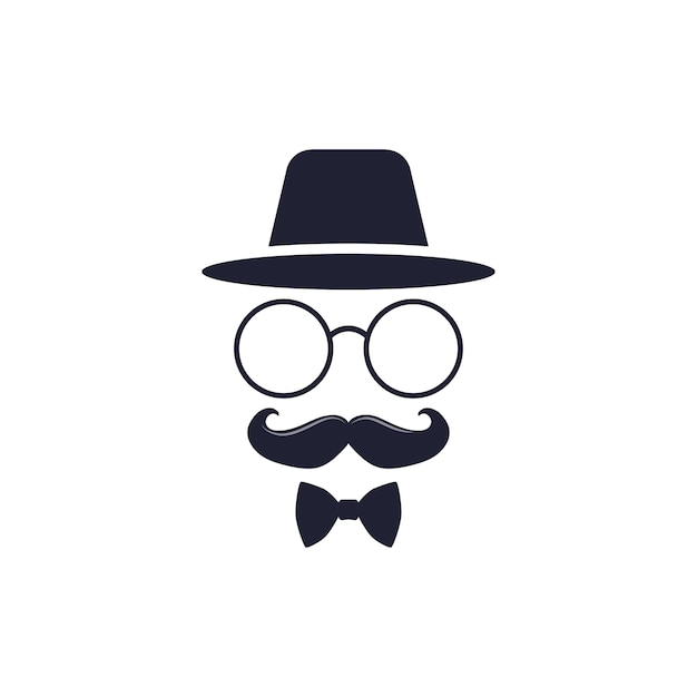 Hat and glasses with mustache illustration set