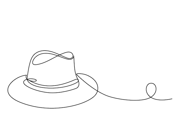 Vector hat line art abstract hat silhouette outline doodle contour hand drawn illustration fedora hat