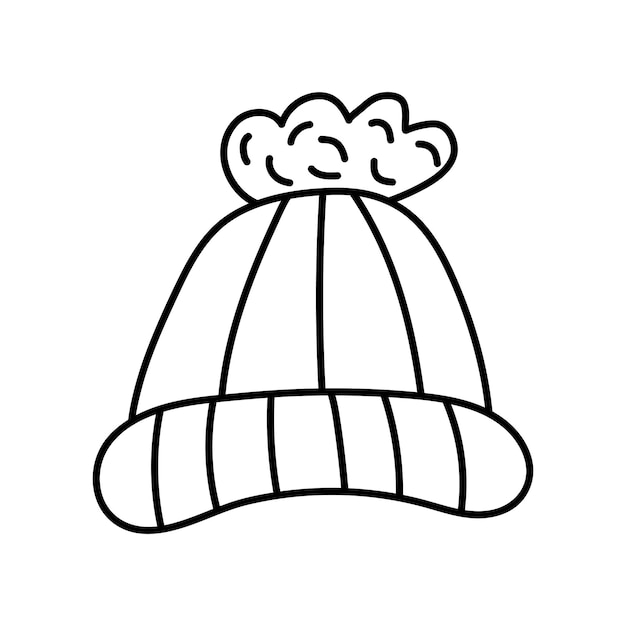 Hat with pompon in doodle style Vector illustration