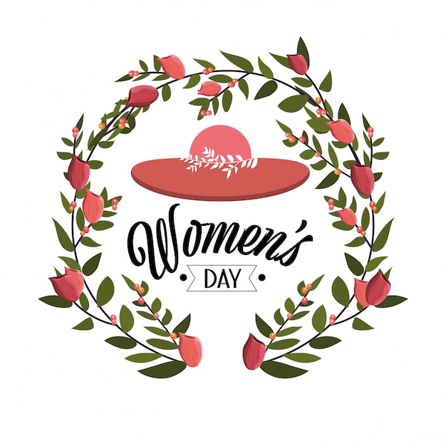 女性の日のお祝いにバラの植物と帽子