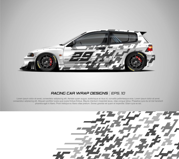 Hatchback car wrap for race