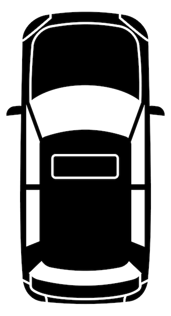 Hatchback zwart pictogram Stedelijke auto bovenaanzicht