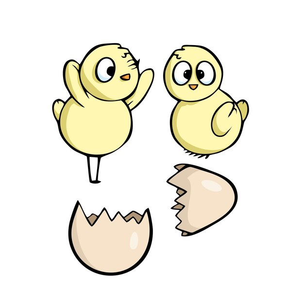 Hatched chicks easter isolated illustration