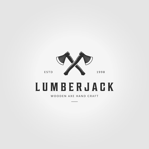 Hatchet lumberjack logo vintage vector illustration design icon