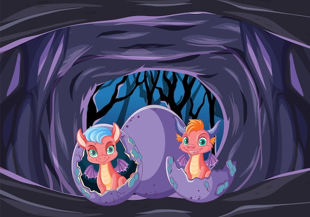 Hatching Baby Dragon in Cave