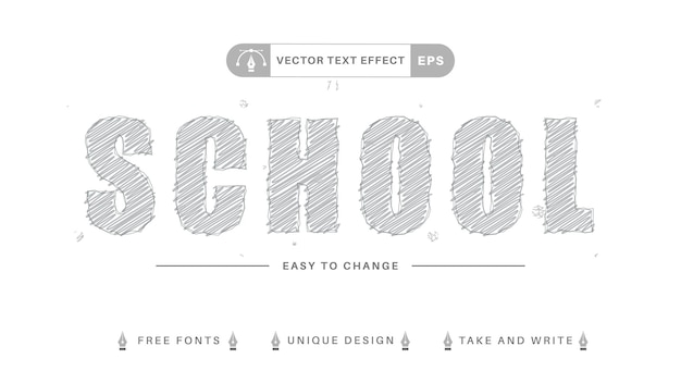 Vector hatching with a pencil - editable text effect, font style