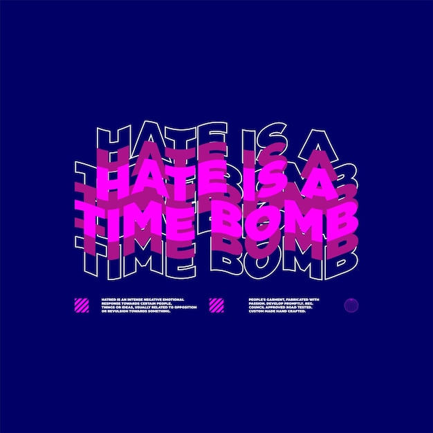 hate is a time bomb slogan simple vintage