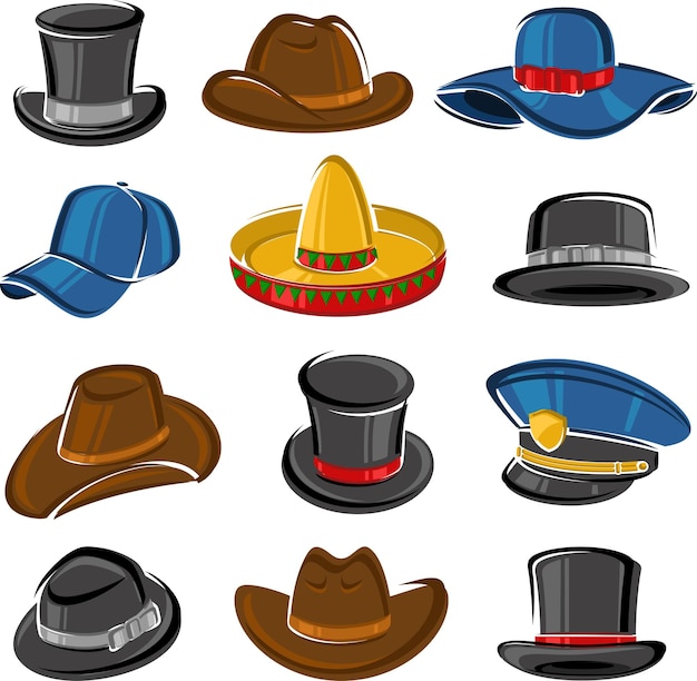 Hats collection set Vector