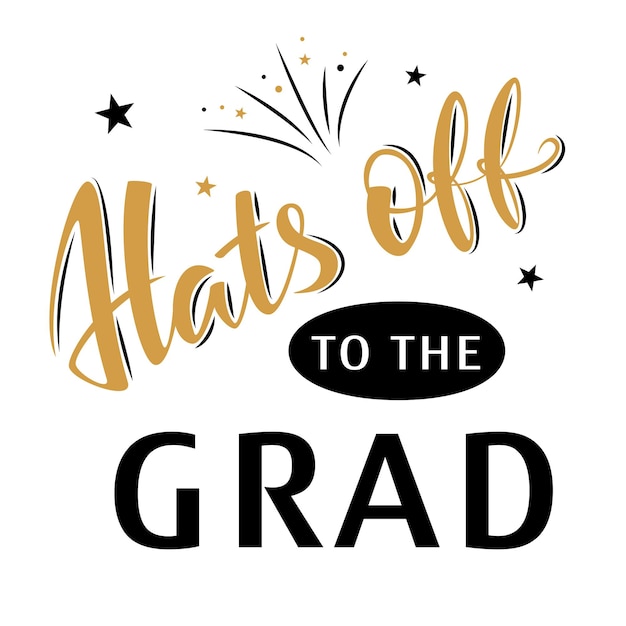 卒業生に帽子をかぶる星と花火のある挨拶のレタリングサイン卒業パーティーのお祝いのベクトルバナーおめでとうセレモニーカード大学学校アカデミー卒業生のシンボル