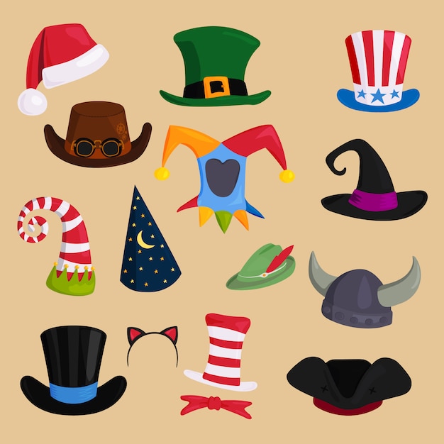 Hats of various type and colors