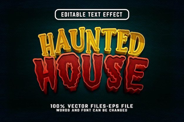 Haunted House 3d cartoon text effect premium vectors