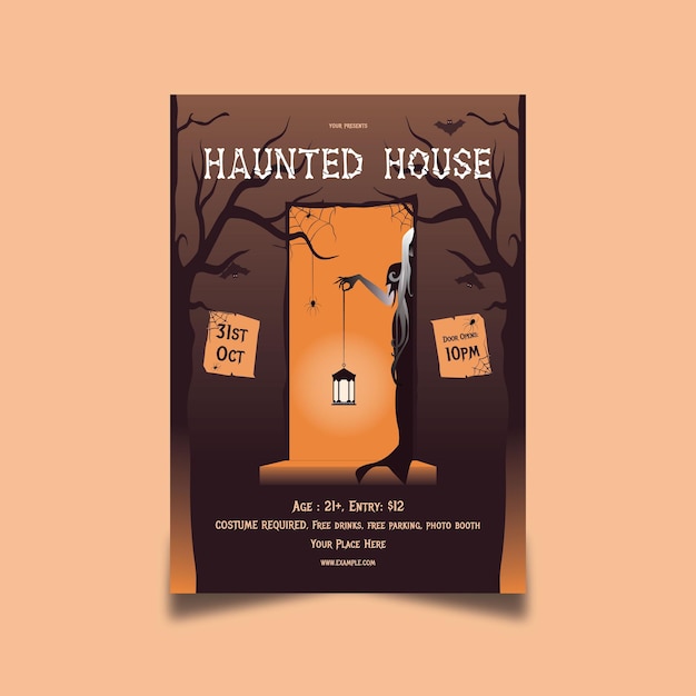 Vector haunted house flyer design