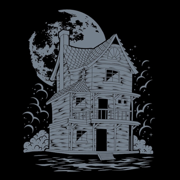 Vector haunted house horror