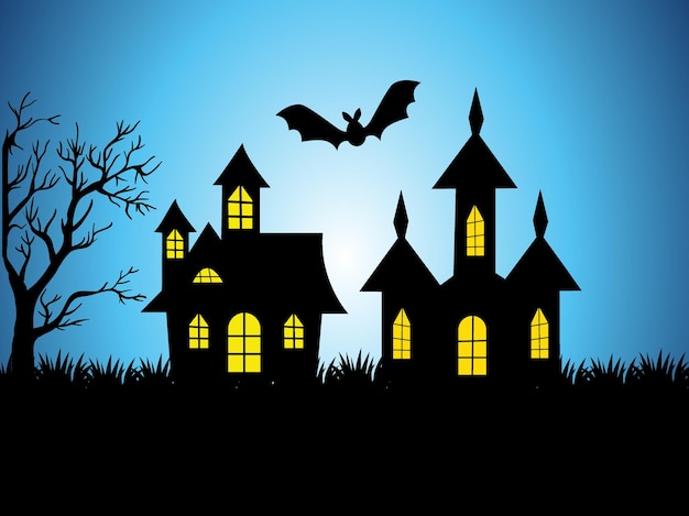 Вектор дома с привидениями и страшные иллюстрации дома
