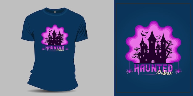 Haunted palace eng halloween-ontwerp voor t-shirt