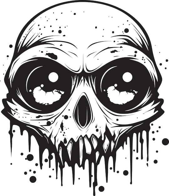 Vector haunted undead look vector scary skull emblem nightmarish skull stare black zombie design