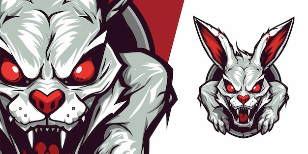 Haunting Rabbit Logo Design Scary Zombie Concept voor Sport amp Esport Team Identity